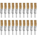 ATOPLEE 20pcs Brass Coated Wire Brush Wheel & Cup Brush Set with 1/4 Inch Round Shank,Diameter 3/8‘’(10mm) Crimped Wire Brush Wheel for Rust Removal, Corrosion and Scrub Surfaces,for Drill Attachment - style: 10mm,20pcs
