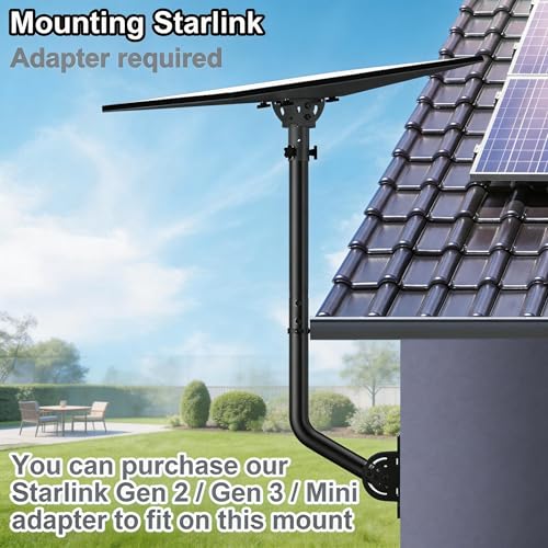 40" Heavy Duty Adjustable Antenna Wall Mount – Iron Spray Paint J-Pole Solid Mast Bracket for Starlink (Adapter Required), TV Antennas, Weather Stations – 1.38" OD Pivot Base (Black) - color: 40‘’ Long Wall Mount Black