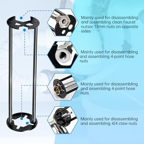Basin Wrench and Broken Pipe Extractor Tool Set, Multifunctional Plumbing Faucet Wrench for Tight Spaces, Includes 2PCS Sink Wrench & Extractor Tool for 1/2" to 1" Damaged Faucet Bolts & Pipe Threads