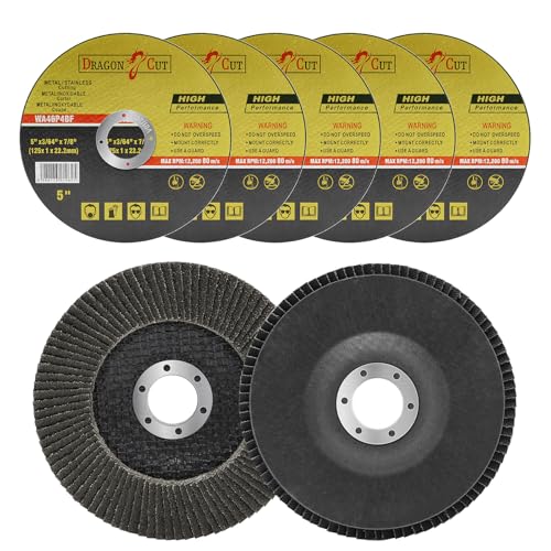7-Piece Angle Grinder Disc Set, 5" x 3/64" x 7/8" Cut Off Wheels and Flap Discs for Metal & Stainless Steel Cutting and Grinding (No Angle Grinder)