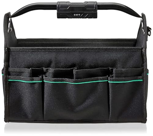 Amazon Basics Tool Bag Organizer with LED Light, 30 Pockets, Adjustable Shoulder Straps, Portable, Black - size: Tool Tote