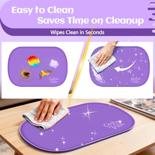 24"x16" Oval Silicone Mats for Crafts - Non-Slip Painting Mat with Raised Edges, Reusable Table Protector for Resin, Clay, Paint ，Playdough ，Jewelry-Making & Crafts Creation (Purple) - color: Purple