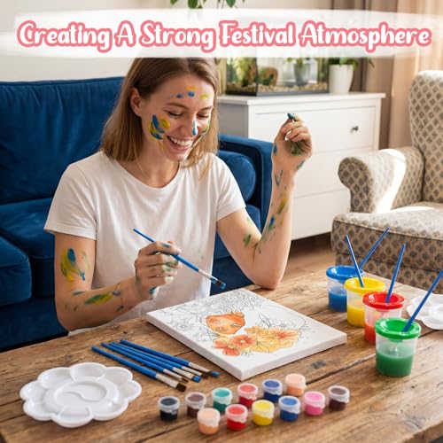 Sherr 140 Pcs 20 Set Pre Drawn Canvas Painting Kit, Mother's Day - style: Mother's Day