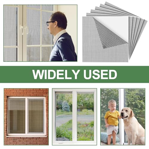 CroBlissful 6 Pcs Screen Patches 12" X 12" Black Fiberglass Mesh - size: 12" X 12"