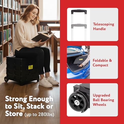 dbest Products Quik Cart Pro Collapsible Rolling Crate on Wheels - Black - color: Black, style: Pro