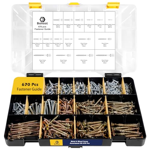 Bonost 2300-Piece Nuts and Bolts Assortment Kit with Asorted Screws, 3 Tray
