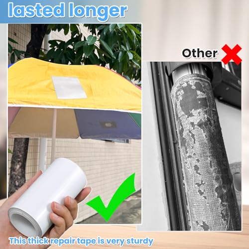 Tikfoam Waterproof Repair Tape for Fabric, Plastic, Awning, RV Underbelly, Tarp, Tent, Sail and Boat Cover Outdoor Repair Patch, Heavy Duty,4 Inch x 10FT White - color: White, size: 4 inch x 10FT