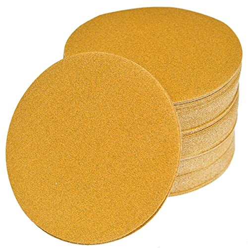 6-Inch No-Hole Hook and Loop Gold Sanding Discs 120-Grit, 100-Pack - size: 120 Grit