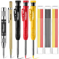 Hiboom 8PCS Carpenter Pencil Set with Sharpener, Mechanical Carpenter Pencils with 18 Refill, Automatic Center Punch and Carbide Scribe Tool for Architect Construction Woodworking