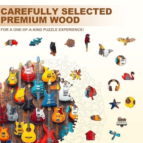 Wooden Puzzle for Adults-Guitar Wall Wood Jigsaw Puzzle-L-265 PCS - color: Guitar Wall, size: Large
