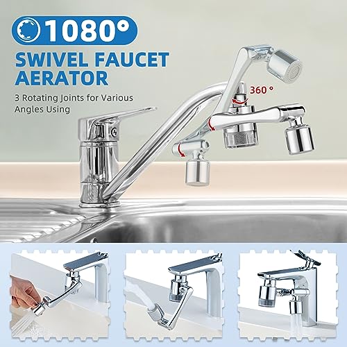 CECEFIN Sink Filter for Bathroom/Kitchen Water Faucet Extender, 1080 Swivel - color: C- Silver2- Filtered Swivel Aerator