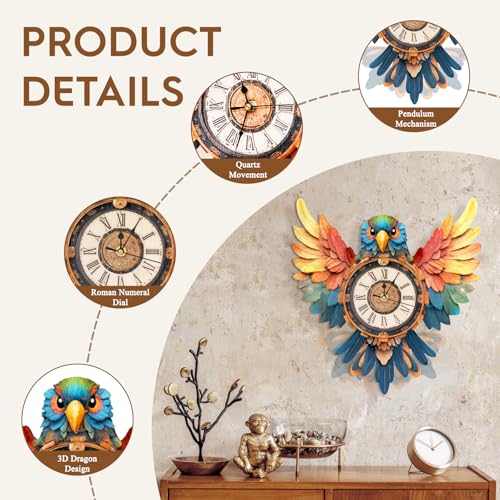 3D Wooden Puzzles for Adults-Parrot Clock Puzzle-Adult Crafts - color: Parrot Clock