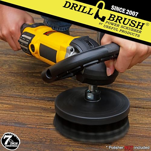 Outdoor Concrete Brush - Driveway Cleaner Scrub Brush for Rotary Polisher - color: Black