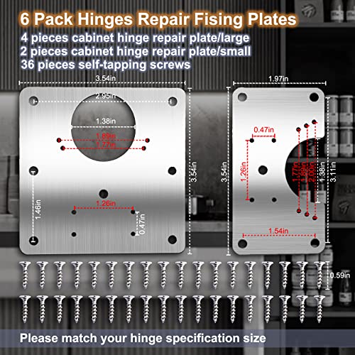 Cabinet Hinge Repair Plate, Hinges Repair Fixing Plate Cabinet Repair Board - size: Small