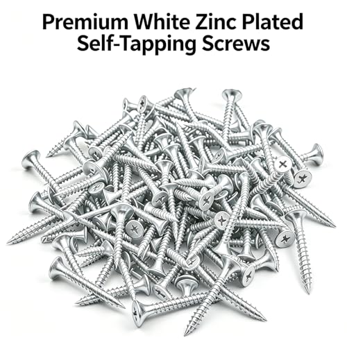 5 Sizes 202pcs Galvanized Wood Screws Assortment Kit,Wood Screws for Drywall,Phillips Drive Self Tapping Dry Wall Screws - size: 5 Kits(202pcs)