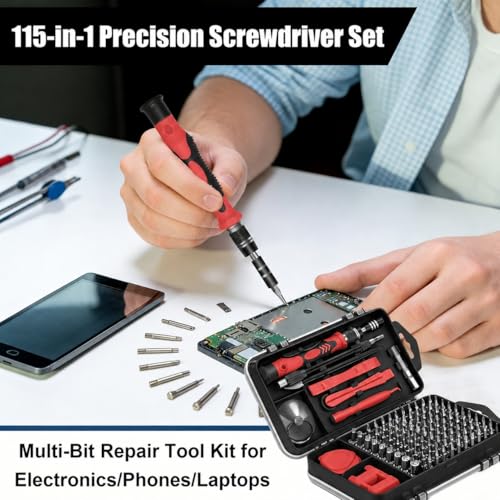 Screwdriver Set Precision Repair Tool Kit with Magnetic Bits and Storage Case for Electronics and Household Use - color: Red