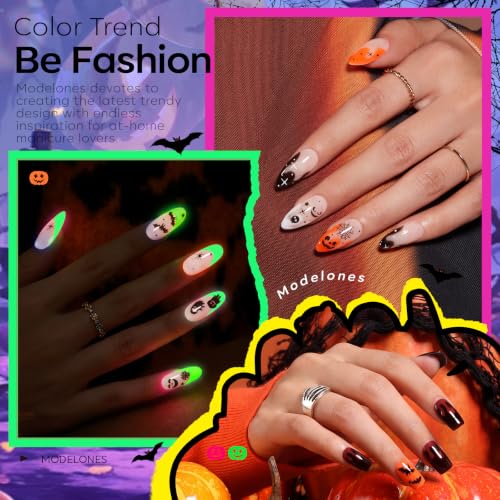 modelones Halloween Gel Nail Polish Set, Glow in the Dark 6 Colors - color: A A A1 Halloween Midnight Glow Collection
