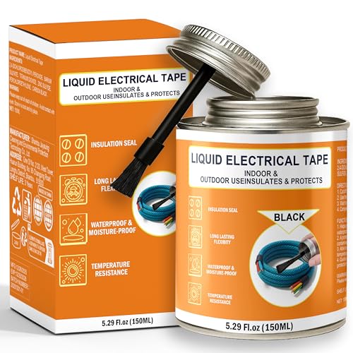5.29 oz Liquid Electrical Tape Quick-Drying Insulating Glue with Brush Cap - Quick-Dry Waterproof Sealant for Wires, Cables, Connectors, Outdoor & Automotive Electrical Equipment (Black) - color: Black