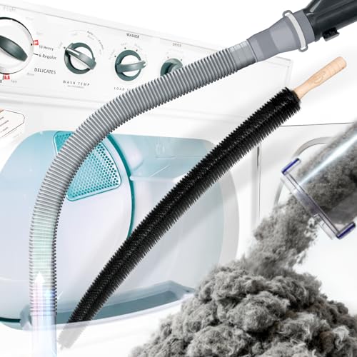 Holikme Dryer Vent Cleaner Kit, Vacuum Hose Attachment, 2-Piece, Gray | Adjustable Cable Tie for Easy Attachment, Flexible Lint Brush Removes Lint from Dryer Lint Screens and Tight Spaces - color: Gray