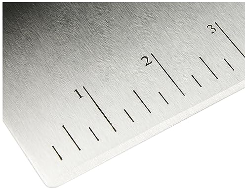 Amazon Basics Multi-Purpose Bench Scraper, Stainless Steel Dough Cutter with Measurement Marks, Dishwasher Safe, Non-slip Contoured Grip, 6", Black, Silver