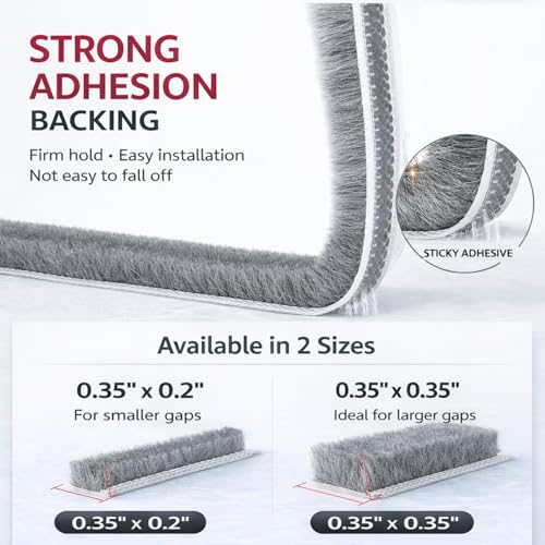 Weather Stripping, 39.4 FT x 0.35 x 0.2 Inch Self-Adhesive Foam Seal - size: 0.35'' Wide X 0.2'' Thick