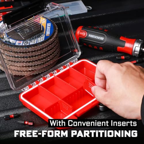 Geinxurn IPX4 Waterproof Small Storage Parts Organizer, Small Parts Case with Removable Dividers, Screwdriver Bit Set Box(5 Boxes) - size: 5pcs Box