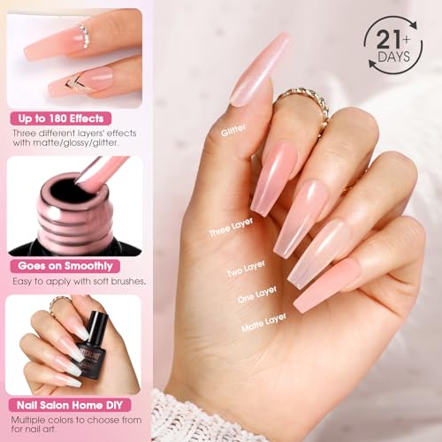 ROSALIND 30pcs Jelly Gel Polish Set, 26 Colors Translucent Nude Pink Gel | Sheer Gel Nail Polish Set with Matte Glossy Glitter Effects, Nails with Base Gel Top Coat, Salon DIY Home - color: Colorful Jelly
