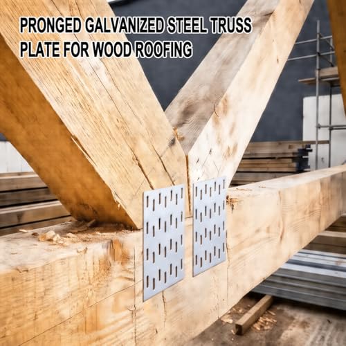 50 Pcs Truss Plates 2x4 Inch, Pronged Galvanized Steel Mending Plates - size: 2×4inch 50pcs