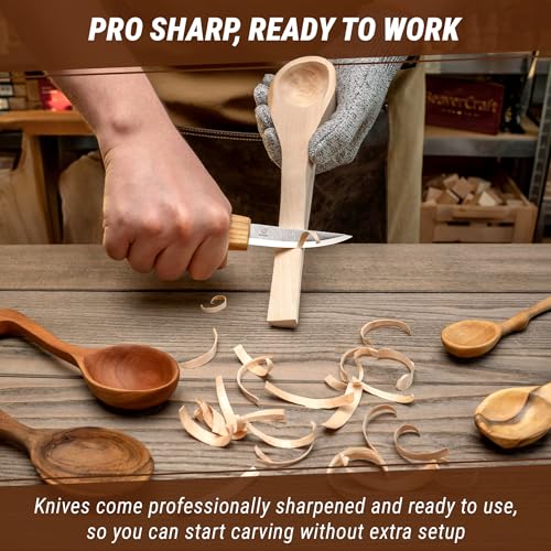 BeaverCraft S13 Wood Carving Tools Set for Spoon Carving 3 Knives Wood Carving Kit for Beginners Hook Knife Wood Carving Right-Handed Spoon Carving Whittling Knives (S13 Right-Handed)