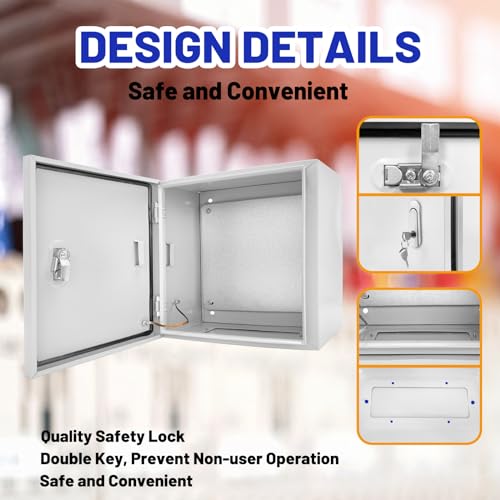 Electrical Junction Box 12x12x8, NEMA 4X IP66 Steel Enclosure Box - size: 12 x 12 x 8''