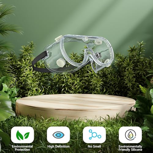 Anti-fog Safety Goggles ANSI Z87.1,Adjustable Chemistry Lab Goggles Over Glasses - color: Transparent 3pcs