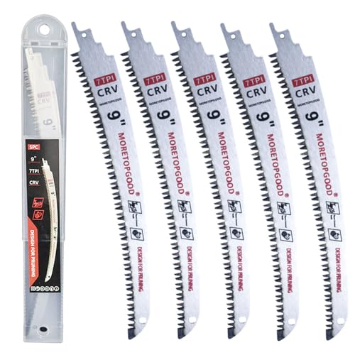 9Inch Arc Edge Reciprocating Saw Blade with Storage Box, 7TPI Japanese Teeth with Curved Edge Wood Pruning Saw Blades for Tree Trimming, Wood Cutting (5 Pack) - size: 9 inch