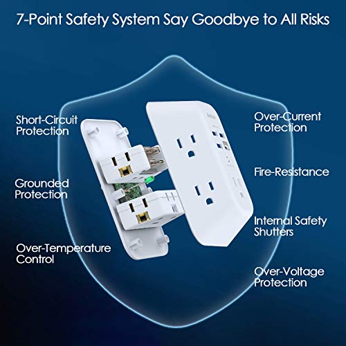 Addtam Surge Protector Outlet Extender with 5 AC and 4 USB Ports, 4.5A - size: 1c3a