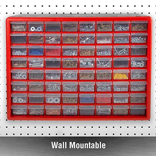 Stalwart 64-Drawer Storage Organizer, Red - style: 64 Drawers