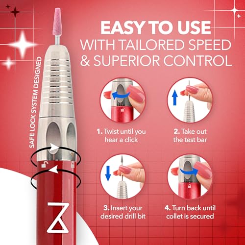 M Max Nail Drill, Brushless 2-in-1, 35000 RPM, Cordless | Red - size: Standard - Red