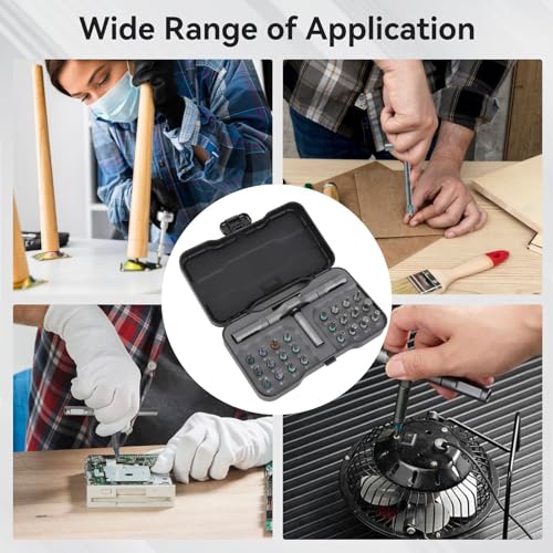24 in 1 Magnetic Ratchet Screwdriver Set, Mini Precision Screwdriver Set with Case T Handle Ratchet Screwdriver Multipurpose Self-Assembly Tool Kit with Detachable Handle for Furniture Computer Laptop