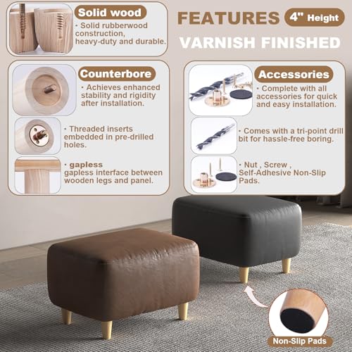 4 Inches Solid Wood Furniture Legs Set of 4, Round Replacement Wooden Feet for Sofa, Couch, Cabinet,Table, Ottoman, Dresser - Varnished Finish - size: 4inch