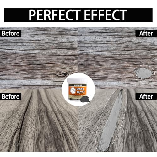 Gray Wood Filler Repair Kit - Paintable, Stainable Wood Putty for Restore Cracks and Holes on Wooden Floor Furniture, Vinyl, Laminate, Veneer, Cabinet - color: Gray, size: 17.63Ounce