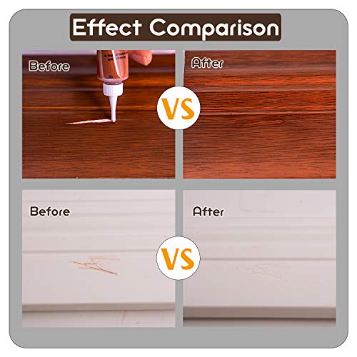 NADAMOO Wood Furniture Repair Kit Wood Filler Scratch Repair Furniture Touch Up Kit Cover Surface Scratch for Wooden Floor Table Door Cabinet Veneer, 12 Dark Color Kit Black White Gray Oak