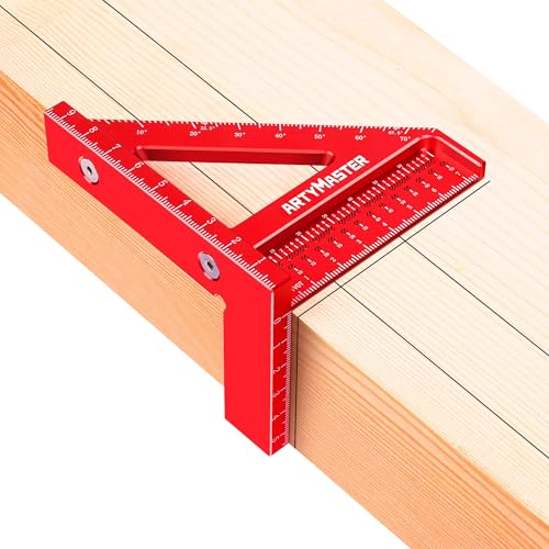 Mini 3D Multi-Angle Measuring Square Ruler, WT102C High Precision Hole Scribing Woodworking Tools, 0-90° Aluminum Alloy Carpenter Square Metric Wood Working Tools - color: 96mm Square, style: Metric