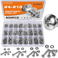820PCS #4-40#6-32#8-32#10-24 Phillips Pan Head Screw Kit - size: #4#6#8#10