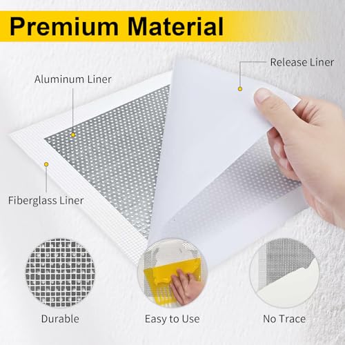 6/8/10/12 Inch Drywall Repair Kit, 6PCS Heavy Duty Self-Adhesive Mesh Patch Kit for Large Holes - Includes Scraper & Sandpapers, Ideal for Drywall, Sheetrock, Wall and Ceiling Repairs