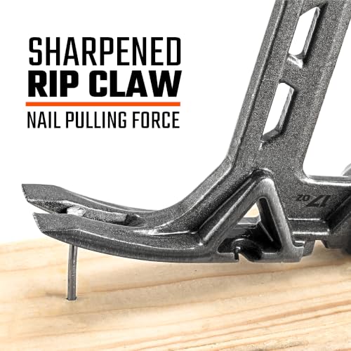 VANQUISH Framing Hammer 17oz One Piece Forged Straight Claw Hammer with Milled Face & Shock Reduction Grip, Claw Hammer with Magnetic Nail Holder Side Nail Puller, 0628-M - size: 17oz Milled Face
