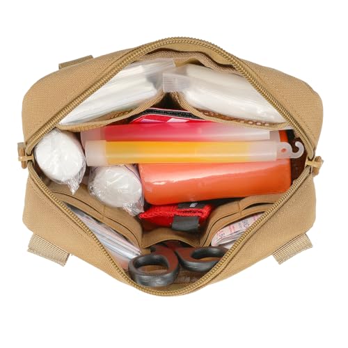 FRTKK Tactical Molle Admin Pouch Utility Laser Cut EDC Tool Pouch Bag Horizontal Modular Pouches Include US Flag Patch and Keychain - color: Orange