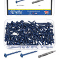 Glarks 100pcs #8 x 1-1/4’’ Pocket Hole Screws with Square Drill Bit Kit, Blue Coated Square Drive Wood Screws, Washer Head Coarse Thread Screw for Woodworking, Furniture - size: 100pcs 8x1-1/4