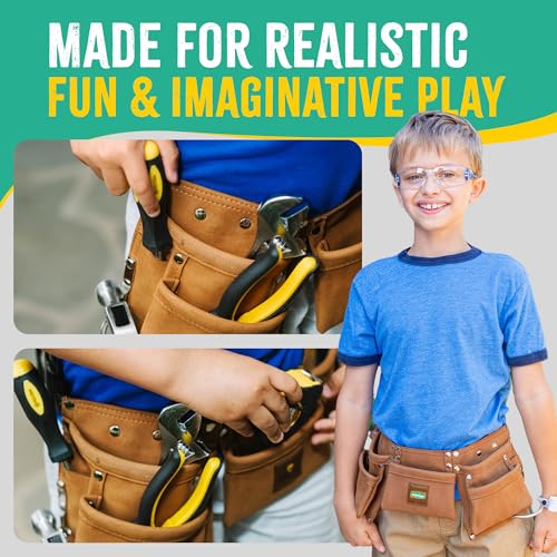 Sparkjump Kids Brown Tool Belt, Adjustable Tool Belt for Toddlers and Kids - color: Brown Tool Belt