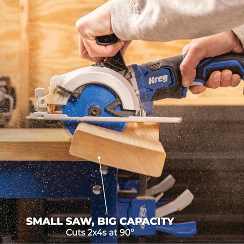 Kreg 20V Ionic Drive 4 1/2" Circular Saw - Powerful Brushless Motor & Built-In Safety Features - LED for Cutline Visibility - Integrated Dust Port Keeps Workspace Clean - Bare Tool - KPTCS450A | Powerful Brushless Motor and Built-In Safety Features, LED f