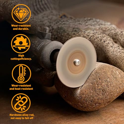FOTYBEI 20pcs 545 Diamond Coated Cutting Wheel (25mm) for Dremel Rotary Tool with 402 Mandrel (3mm) 4pcs and Screwdriver for Rotary Tool Accessories Stone Glass Cutting (20pcs-25mm) - style: 20pcs-25mm