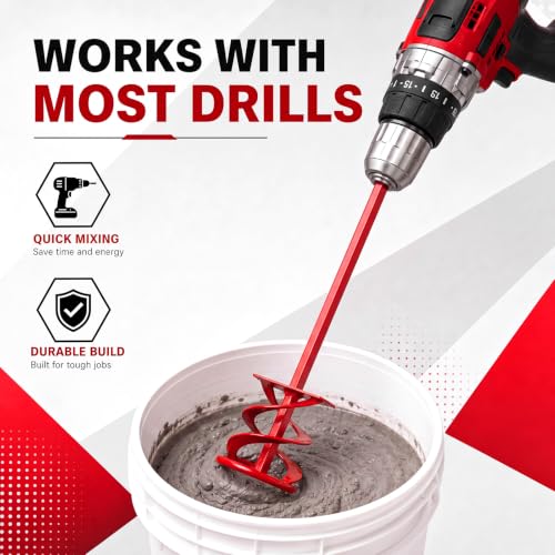 MorningRo 3 Pack Paint Mixer for Drill, Concrete Cement Mixer, Red - color: Red
