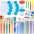 BigOtters 45PCS Kids Paint Brushes Set with Spill Proof Cups & Palettes